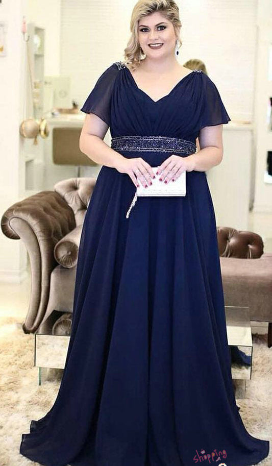 Plus Size Dark Navy Blue Mother of The Bride Dress